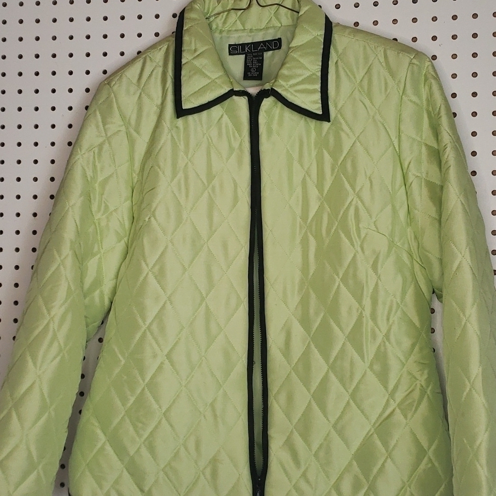 𝅺SILKLAND 100% silk quilted jacket size large great condition
